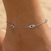 Women's Light Luxury Copper Geometric Anklet With Devil's Eye Pendant Fashion Classic Foot Jewelry