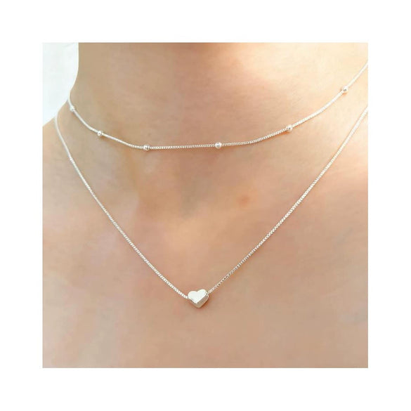Women's Light Luxury Copper Heart Geometric Seed Bead Necklace With Electroplated Finish And Regular Chain