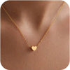 Women's Light Luxury Copper Heart Shaped Pendant Necklace Simple Electroplated Choker With Regular Chain Fashion Jewelry Gift