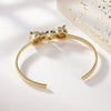 Women's Light Luxury Copper Leopard Bracelet With White Zircon Geometric Design Electroplated Gold Tone Bangle