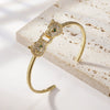 Women's Light Luxury Copper Leopard Bracelet With White Zircon Geometric Design Electroplated Gold Tone Bangle
