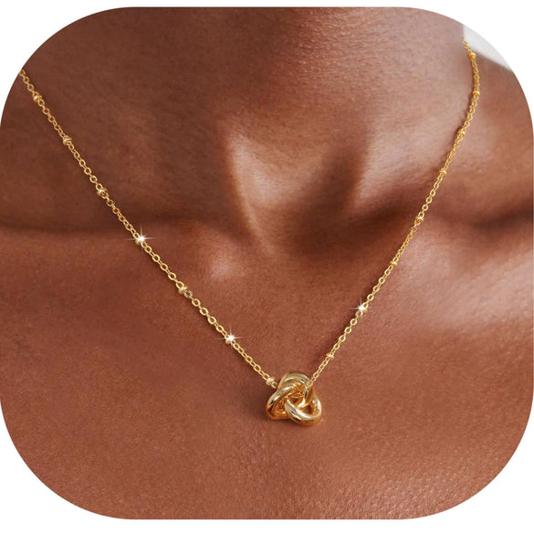 Women's Light Luxury Copper Love Knot Heart Pendant Necklace With Electroplated Finish And Regular Chain Fashion Jewelry Gift