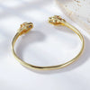 Women's Light Luxury Copper Open Bracelet With Inlaid Colorful Zircon Leopard Head Geometric Electroplated Statement Bangle