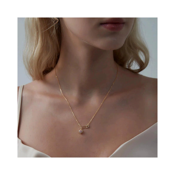 Women's Light Luxury Copper Paperclip Chain Necklace With Stainless Steel Heart Pendant Electroplated Geometric Clavicle Necklace