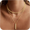 Women's Light Luxury Copper Three Layer Choker Necklace With Snake Bone And Paperclip Chain Geometric Design Electroplated Elegant Jewelry