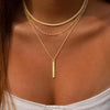 Women's Light Luxury Copper Three Layer Choker Necklace With Snake Bone And Paperclip Chain Geometric Design Electroplated Elegant Jewelry
