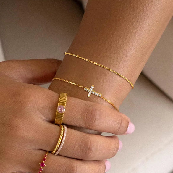 Women's Light Luxury Double Layer Cross Bracelet Simple Geometric Copper Electroplated Fashion Jewelry
