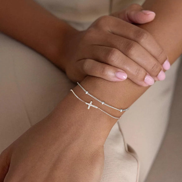 Women's Light Luxury Double Layer Cross Bracelet Simple Geometric Copper Electroplated Fashion Jewelry