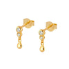 Women's Light Luxury Drop Shape Geometric Zircon Inlaid Earrings With Silver Needle And Copper Electroplated Finish