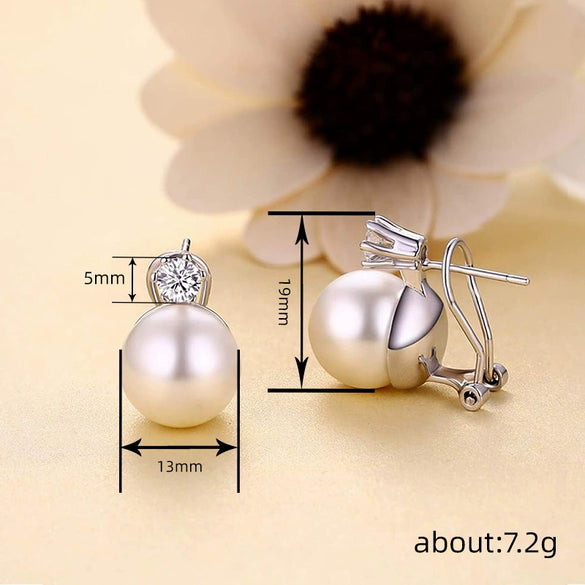 Women's Light Luxury Elegant Geometric Copper Imitation Pearl Earrings Snap Design