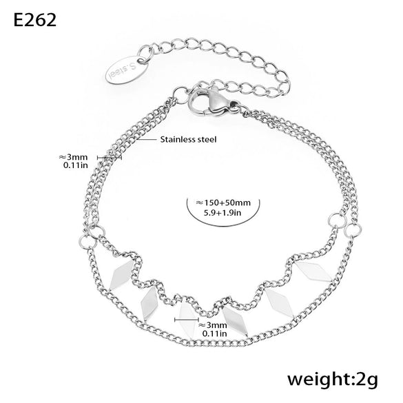 Women's Light Luxury Elegant 316L Stainless Steel Doublelayer Necklace Bracelet With Shattered Sequin And Electroplating