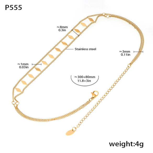 Women's Light Luxury Elegant 316L Stainless Steel Doublelayer Necklace Bracelet With Shattered Sequin And Electroplating