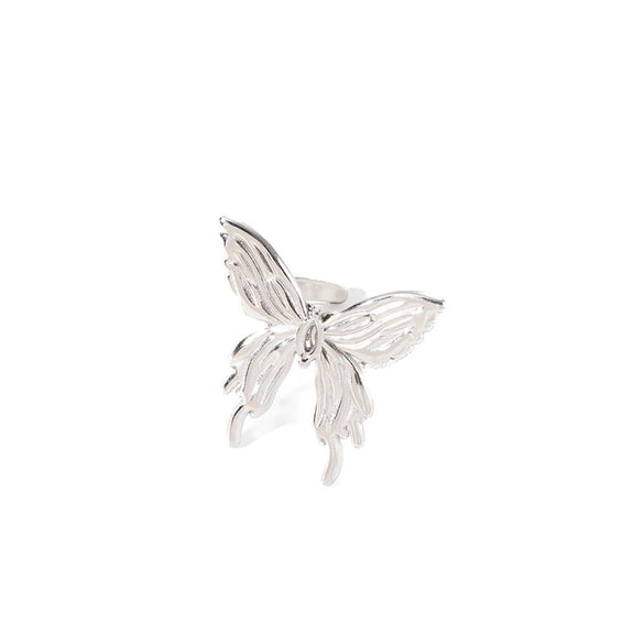 Women's Light Luxury Fashionable Versatile Butterfly Titanium Steel Ring With Bow Shape And Electroplating Design