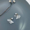 Women's Light Luxury Flower Petal Earrings With 925 Sterling Silver Needles Simple White Floral Electroplated Silver Jewelry