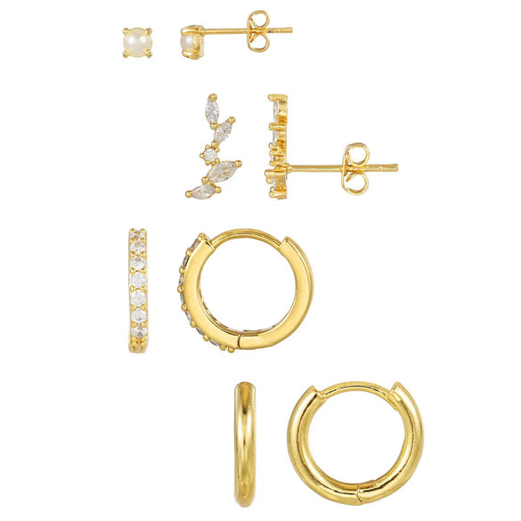 Women's Light Luxury French Style Pearl Earrings 925 Sterling Silver And Copper With Leaf Pattern And Zirconia Design