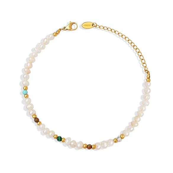 Women's Light Luxury Freshwater Pearl Natural Stone Geometric Electroplated Bracelet