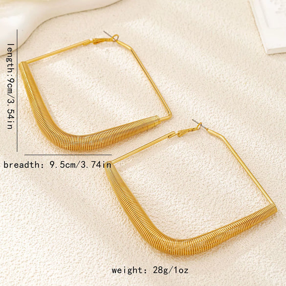 Women's Light Luxury Geometric Alloy Statement Earrings With Electroplated Finish And Exaggerated Glamorous Design For Wholesale