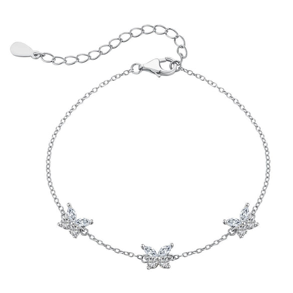 Women's Light Luxury Geometric Butterfly Shape S925 Sterling Silver Zircon Inlaid Electroplated Bracelet Jewelry