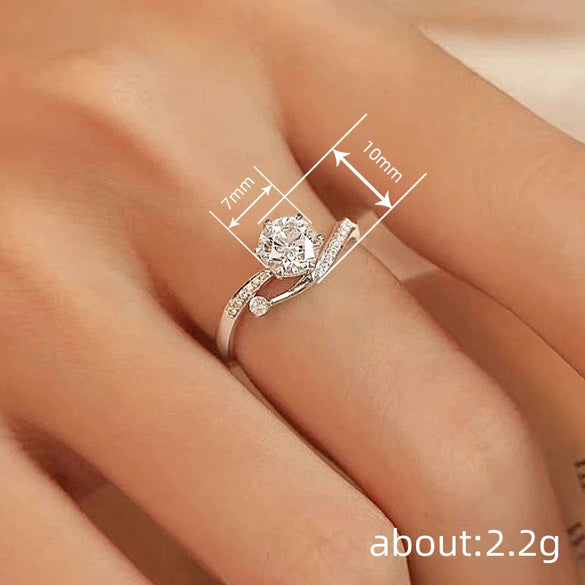 Women's Light Luxury Geometric Copper Engagement Ring With Zirconia