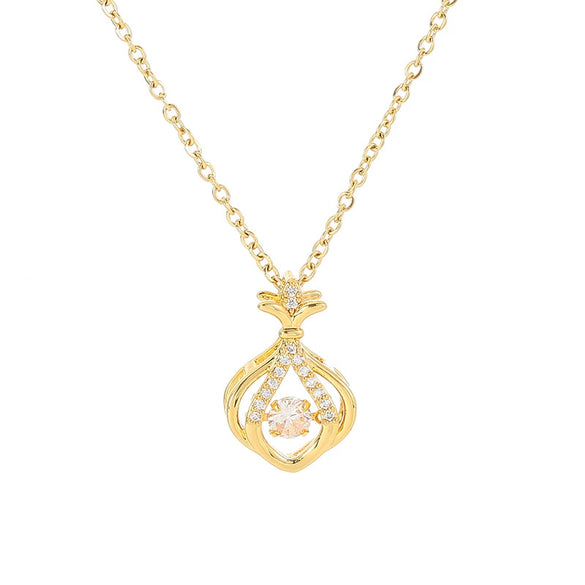Women's Light Luxury Geometric Copper Pendant Titanium Steel Cross Chain Necklace With Diamond Design