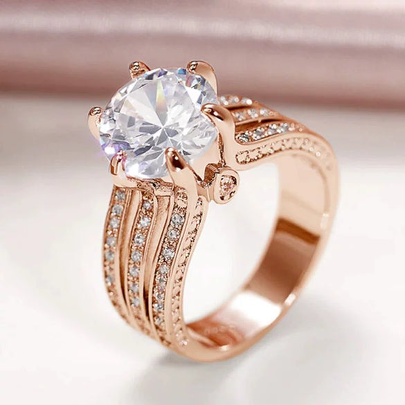 Women's Light Luxury Geometric Copper Zircon Ring