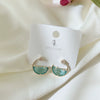 Women's Light Luxury Geometric Crescent Half Moon Earrings In Environmental Protection Copper With Colorful Zircon