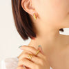 Women's Light Luxury Geometric Cshaped Imitation Pearl Titanium Steel Electroplated Earrings