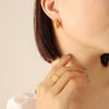 Women's Light Luxury Geometric Cshaped Imitation Pearl Titanium Steel Electroplated Earrings