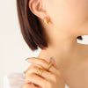 Women's Light Luxury Geometric Cshaped Imitation Pearl Titanium Steel Electroplated Earrings