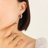 Women's Light Luxury Geometric Cshaped Imitation Pearl Titanium Steel Electroplated Earrings