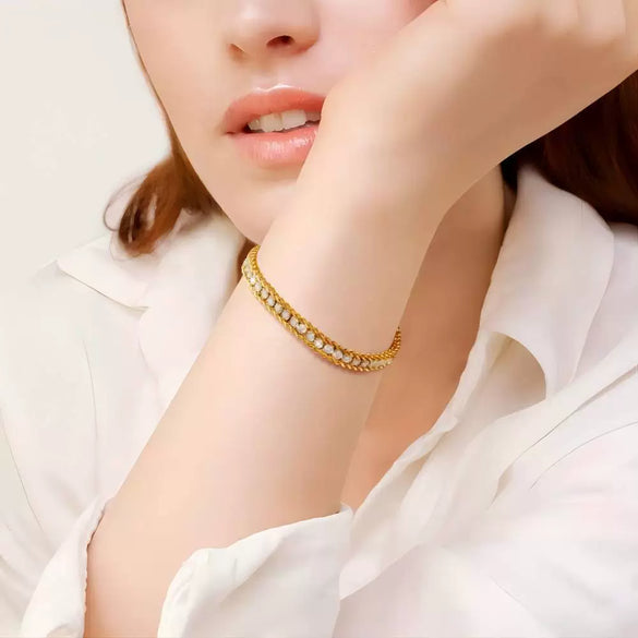Women's Light Luxury Geometric Diamond Zircon Titanium Steel Bracelet