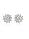Women's Light Luxury Geometric Flower Cultivation S925 Silver Earrings Set With Diamonds