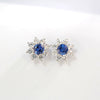 Women's Light Luxury Geometric Flower Cultivation S925 Silver Earrings Set With Diamonds