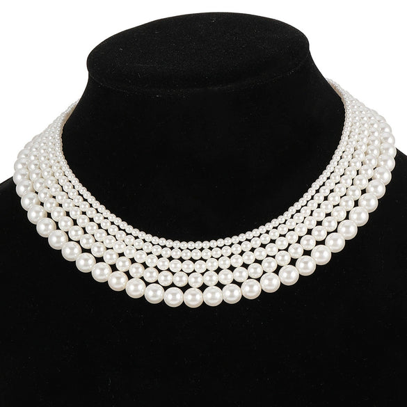 Women's Light Luxury Geometric Handmade Imitation Pearl Clavicle Chain Necklace