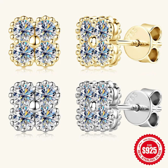 Women's Light Luxury Geometric Moissanite S925 Sterling Silver Earrings With Electroplating