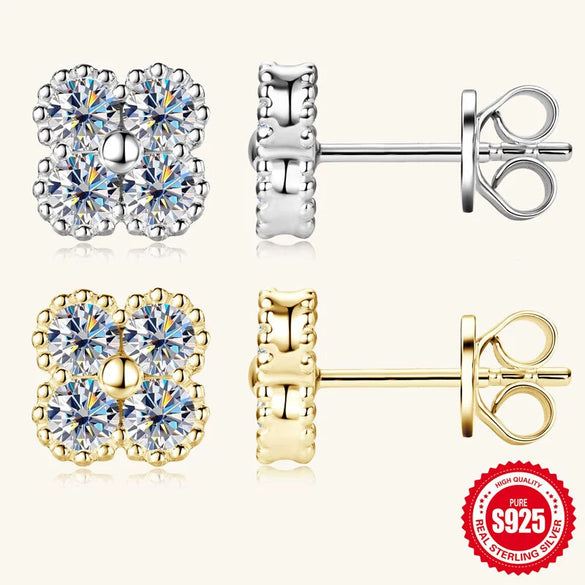 Women's Light Luxury Geometric Moissanite S925 Sterling Silver Earrings With Electroplating