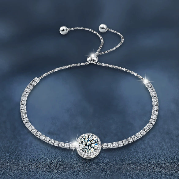 Women's Light Luxury Geometric Moissanite 925 Sterling Silver Bracelet