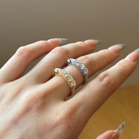 Women's Light Luxury Geometric S925 Silver Ring With Electroplating