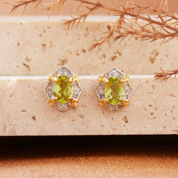 Women's Light Luxury Geometric S925 Sterling Silver Colored Gemstone Earrings Set With Natural Topaz Garnet Amethyst Citrine