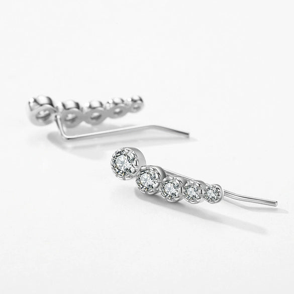 Women's Light Luxury Geometric S925 Sterling Silver Inlaid Zircon Earrings With Diamond Design
