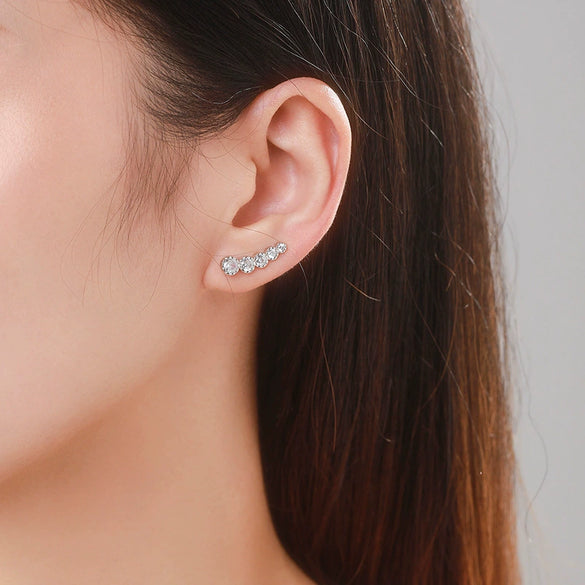 Women's Light Luxury Geometric S925 Sterling Silver Inlaid Zircon Earrings With Diamond Design
