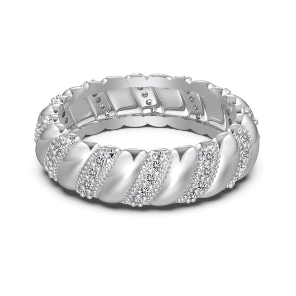 Women's Light Luxury Geometric S925 Sterling Silver Ring With Electroplating And Arc Ties Winding Design