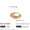 Women's Light Luxury Geometric Stainless Steel Ring With Zircon Inlay And 18K Gold Vacuum Plated Finish