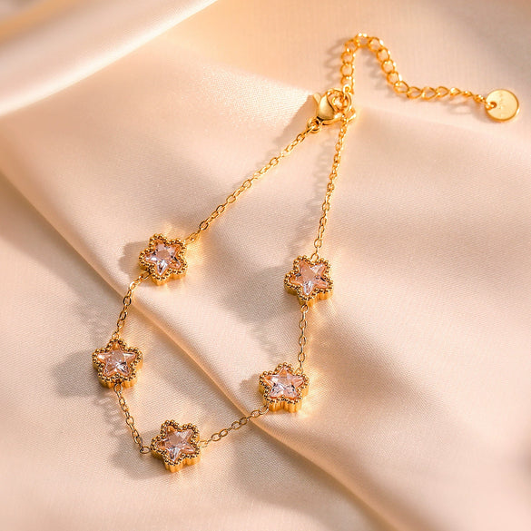 Women's Light Luxury Geometric Titanium Steel Goldplated Zircon Bracelet