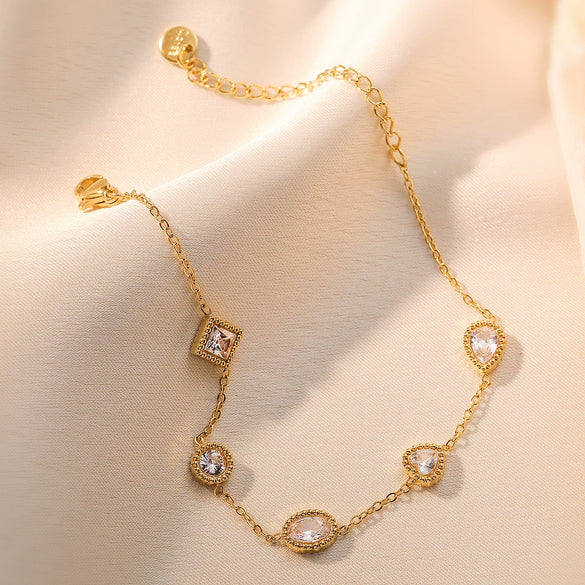 Women's Light Luxury Geometric Titanium Steel Goldplated Zircon Bracelet