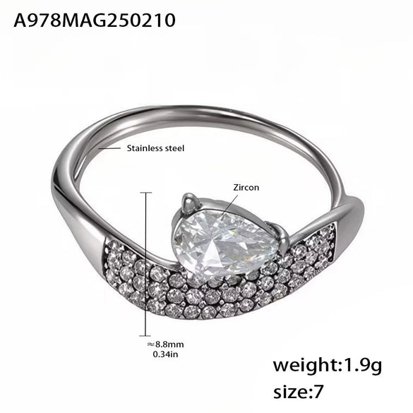 Women's Light Luxury Geometric 316L Stainless Steel 18K Gold Plated Water Drop Ring