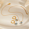 Women's Light Luxury Geometric Titanium Steel Necklace And Earring Set With Electroplating And Water Drop Design
