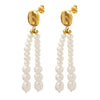 Women's Light Luxury Geometric 316L Stainless Steel Oval Freshwater Pearl Tassel Earrings Electroplated Jewelry