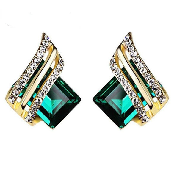 Women's Light Luxury Geometric Zinc Alloy Crystal Earrings With Wings And Quadrilateral Design
