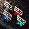 Women's Light Luxury Geometric Zinc Alloy Crystal Earrings With Wings And Quadrilateral Design